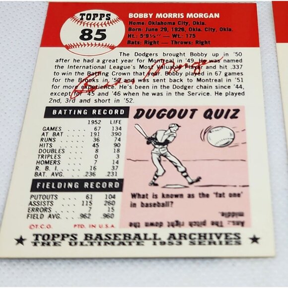 Brooklyn Dodgers 1953 Topps Vintage Reprint Baseball Cards 4 Card Bundle - Picture 8 of 10